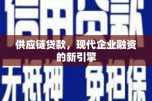 屏边供应链贷款，现代企业融资的新引擎