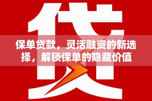 屏边保单贷款，灵活融资的新选择，解锁保单的隐藏价值