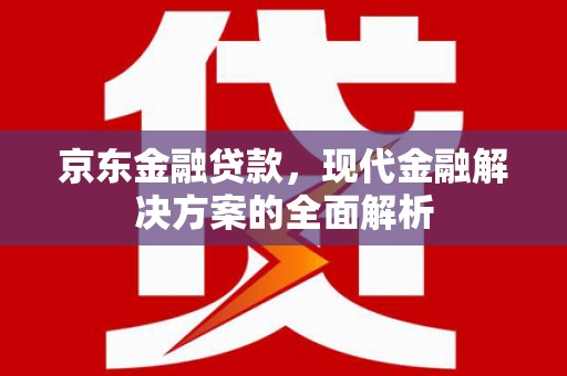 屏边京东金融贷款，现代金融解决方案的全面解析