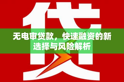 屏边无电审贷款，快速融资的新选择与风险解析