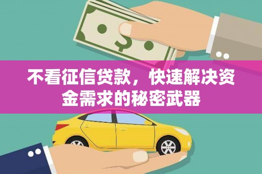 屏边不看征信贷款，快速解决资金需求的秘密武器