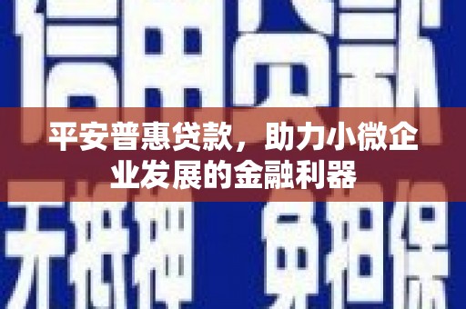 屏边平安普惠贷款，助力小微企业发展的金融利器