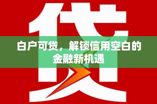 屏边白户可贷，解锁信用空白的金融新机遇