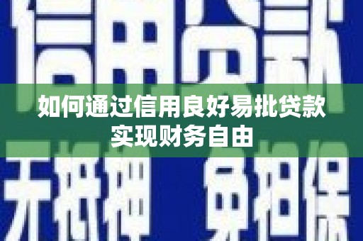 屏边如何通过信用良好易批贷款实现财务自由