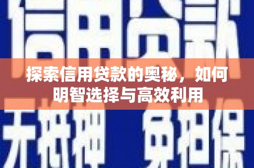 屏边探索信用贷款的奥秘，如何明智选择与高效利用