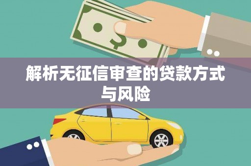 屏边解析无征信审查的贷款方式与风险