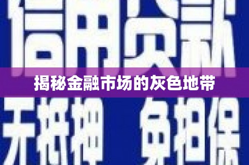 屏边揭秘金融市场的灰色地带